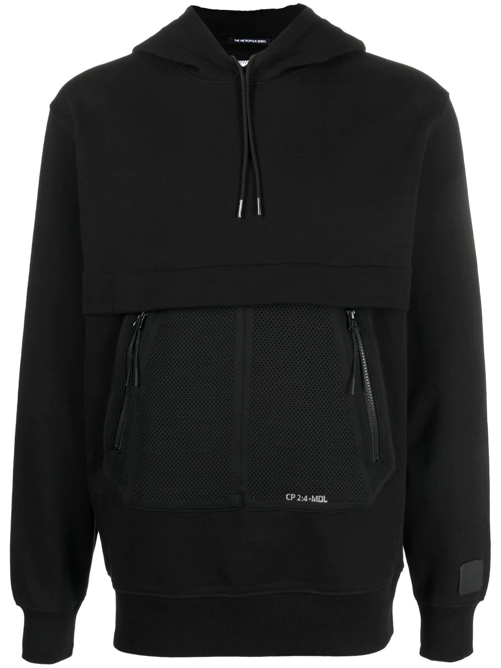 mesh panel cotton hoodie - 1