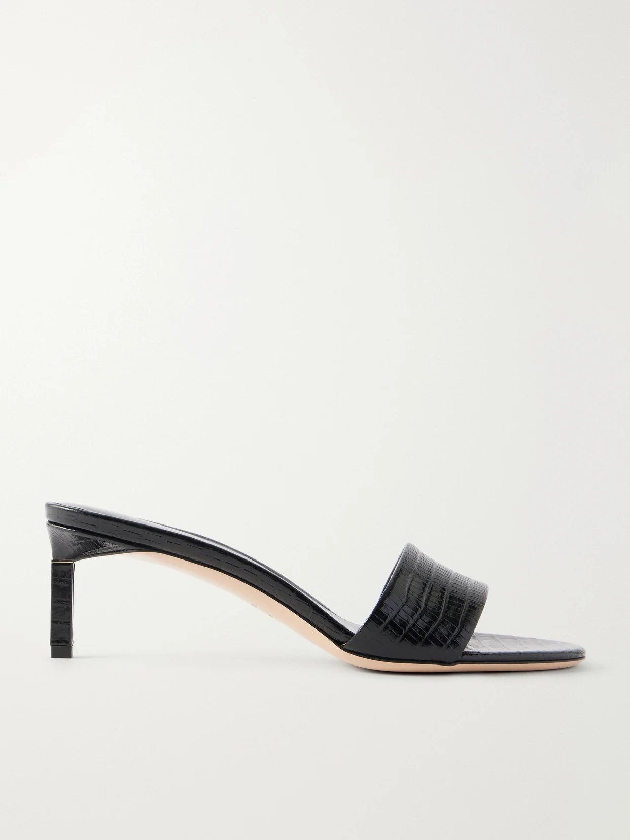 T Mule 55 Croc-embossed Leather Sandals - 1