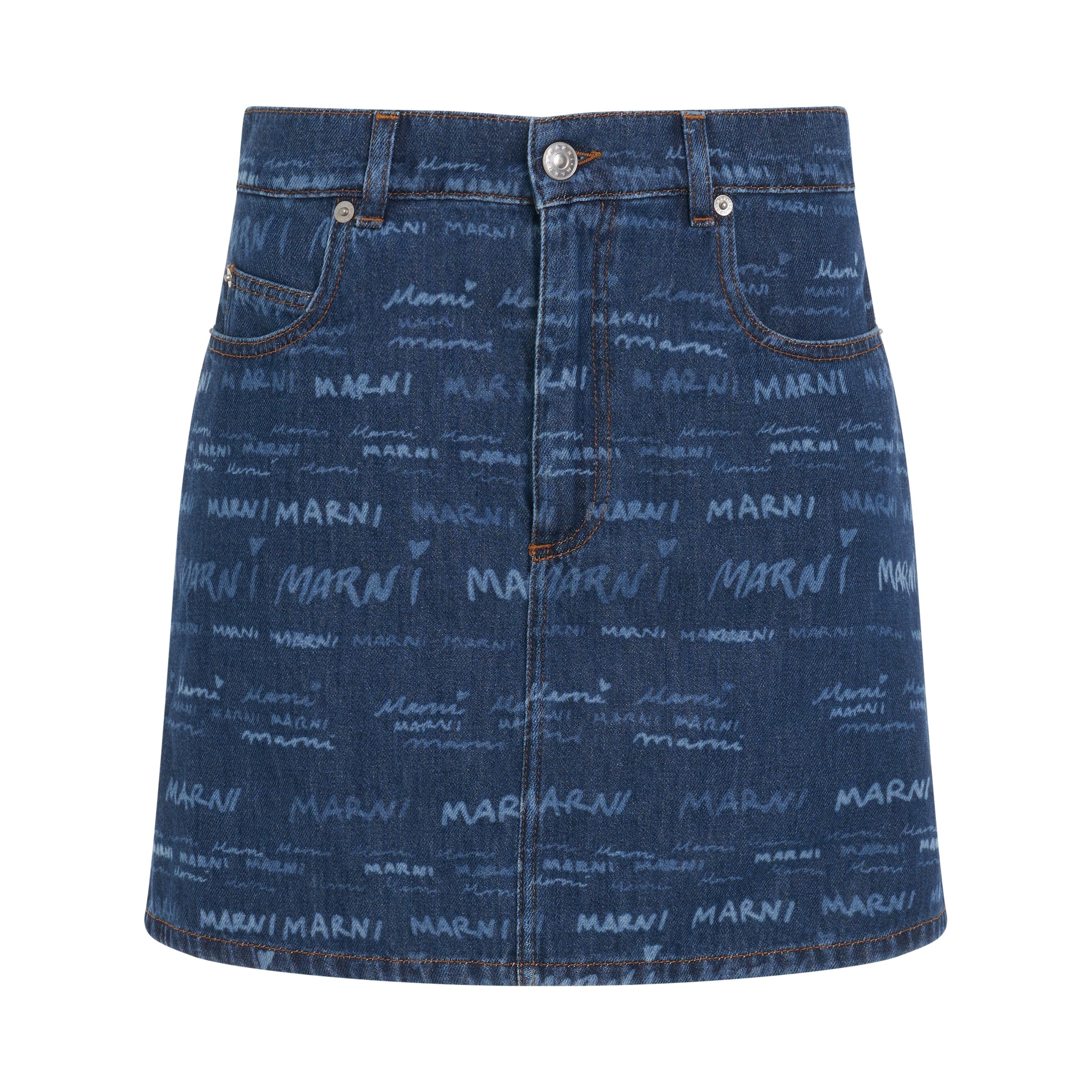 All Over Logo Skirt in Iris Blue - 1
