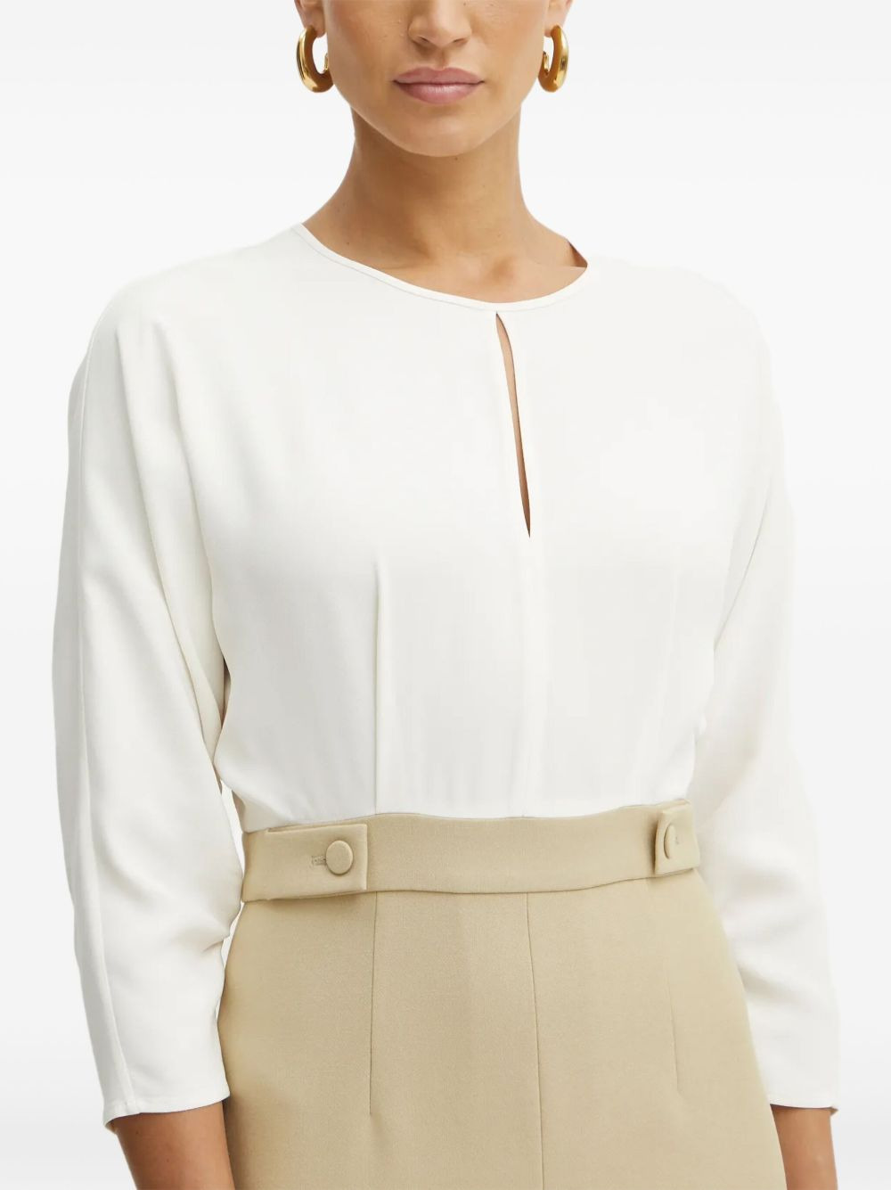 keyhole-neckline midi dress - 3