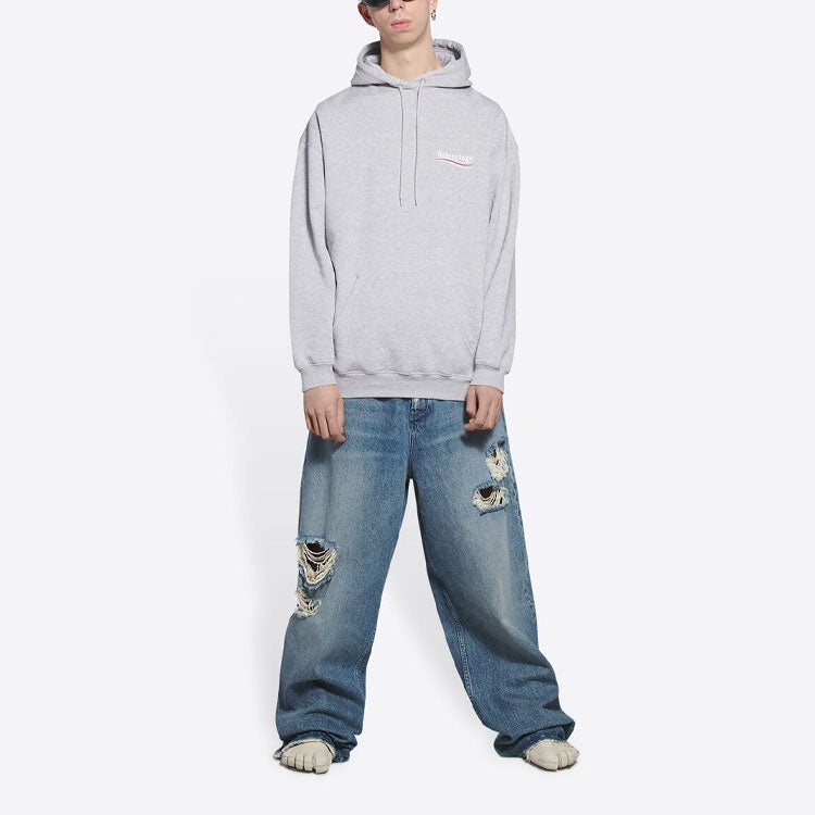 Balenciaga Political Campaign Hoodie Medium Fit 'Grey' 600583TKVI91379 - 5