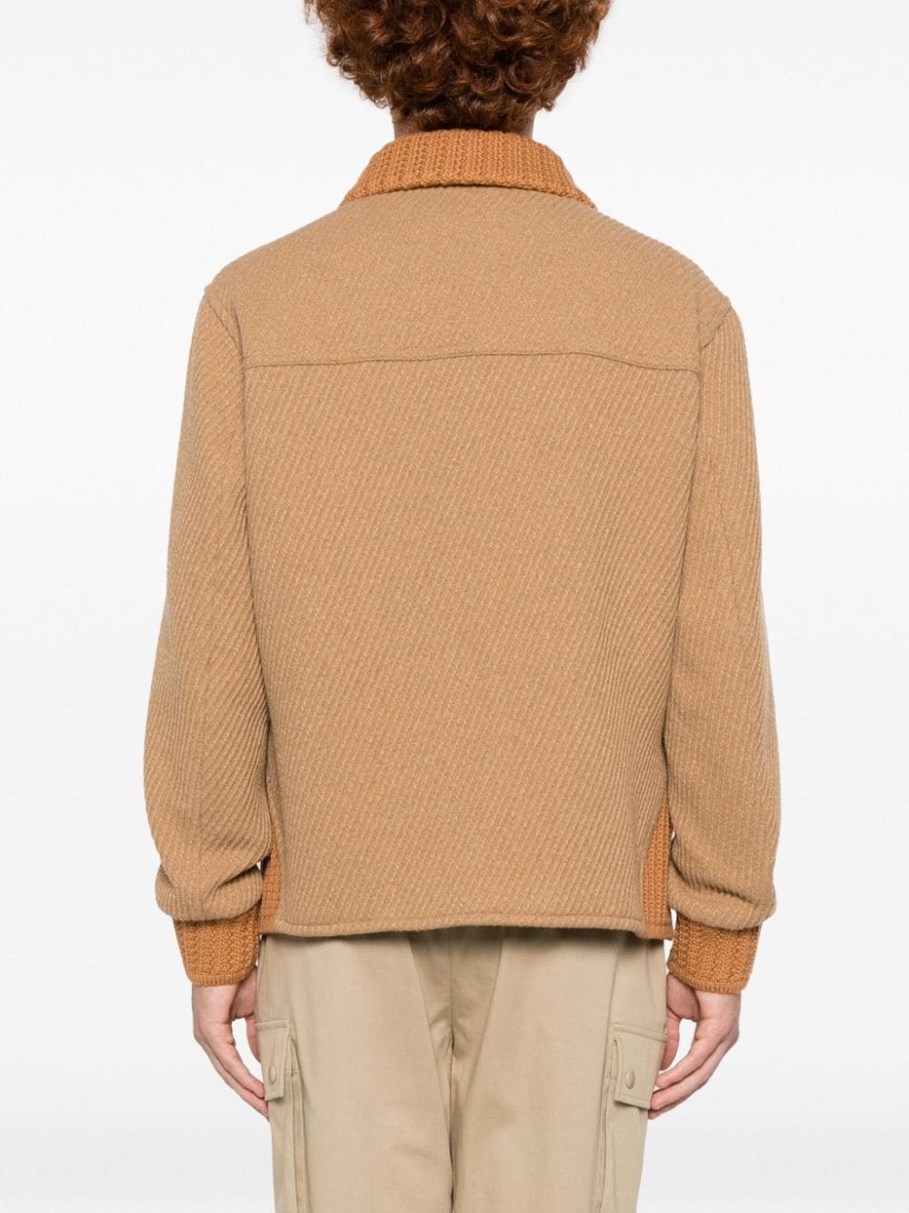 knit-trim button-up jacket - 4