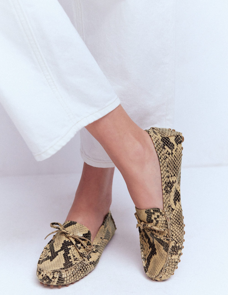 BODEN Heidi Stitched Soft Loafers-Snake outlook