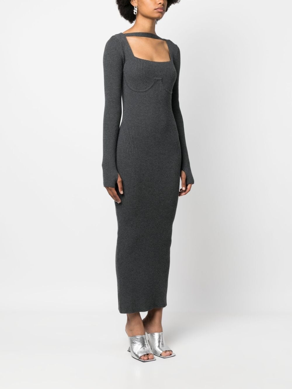 long-sleeve knitted dress - 3