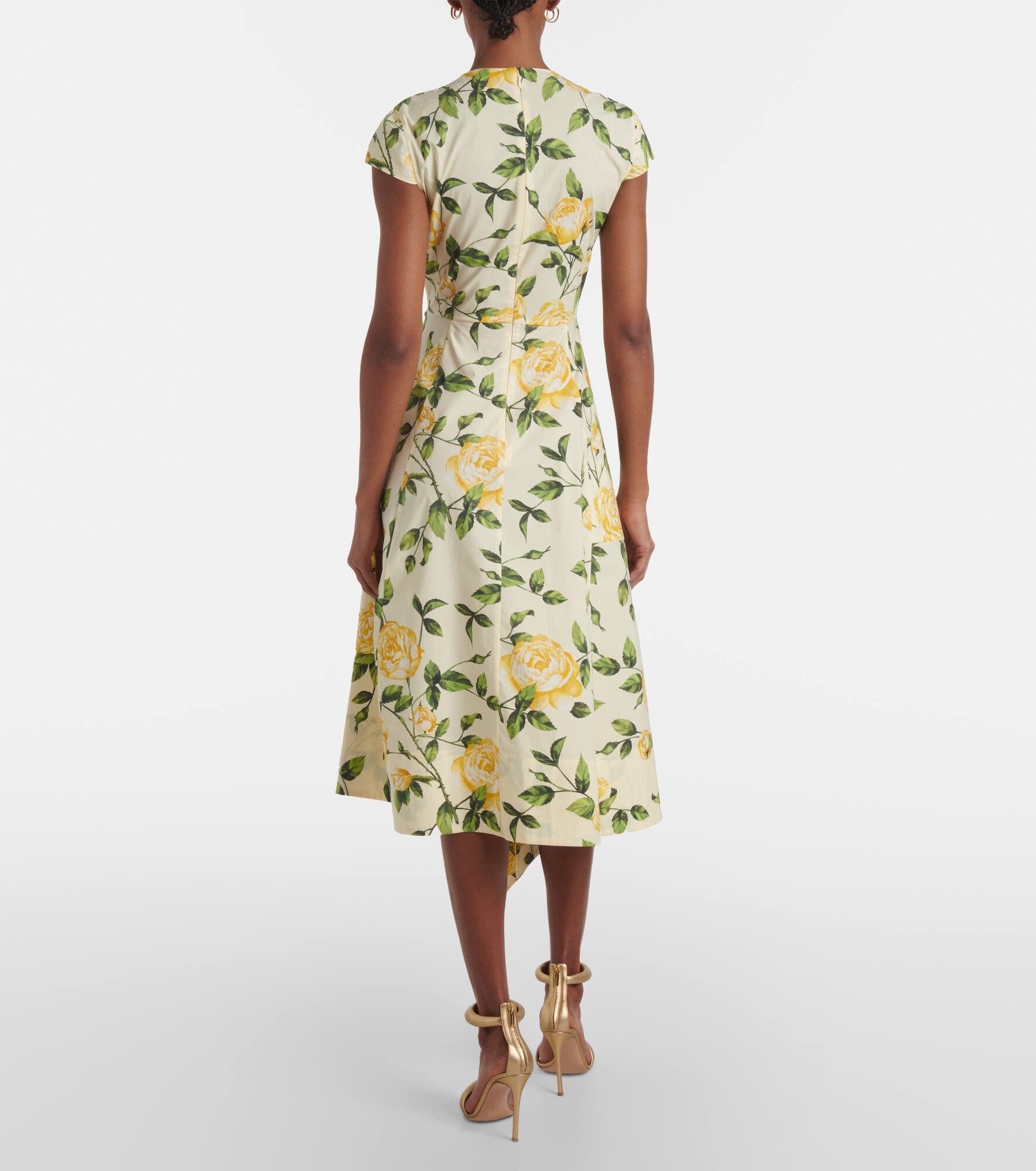 Floral cotton-blend poplin midi dress - 3