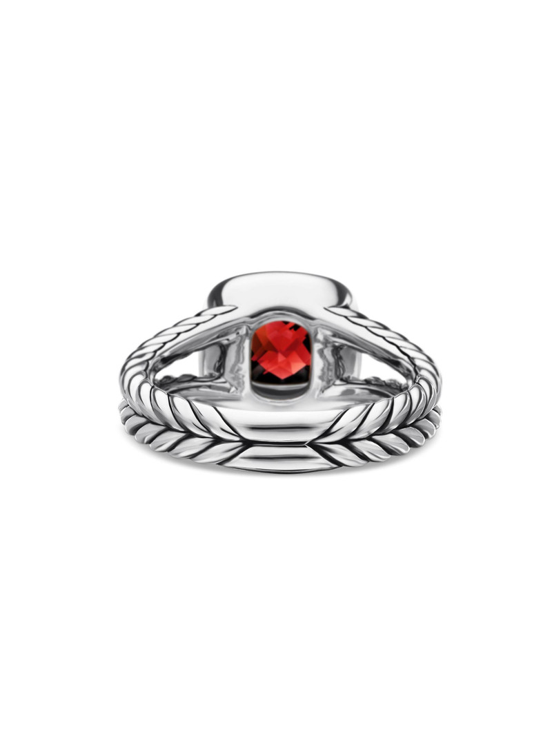 Women's Petite Albion Ring With Pavé Diamonds - Garnet 6