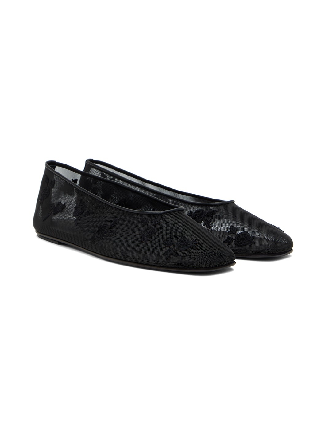 Black Mesh Ballet Flats - 4