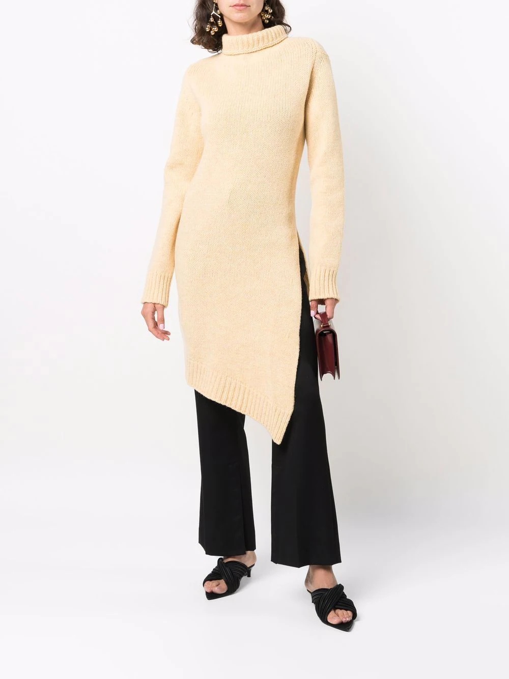 asymmetric-hem roll neck jumper - 2