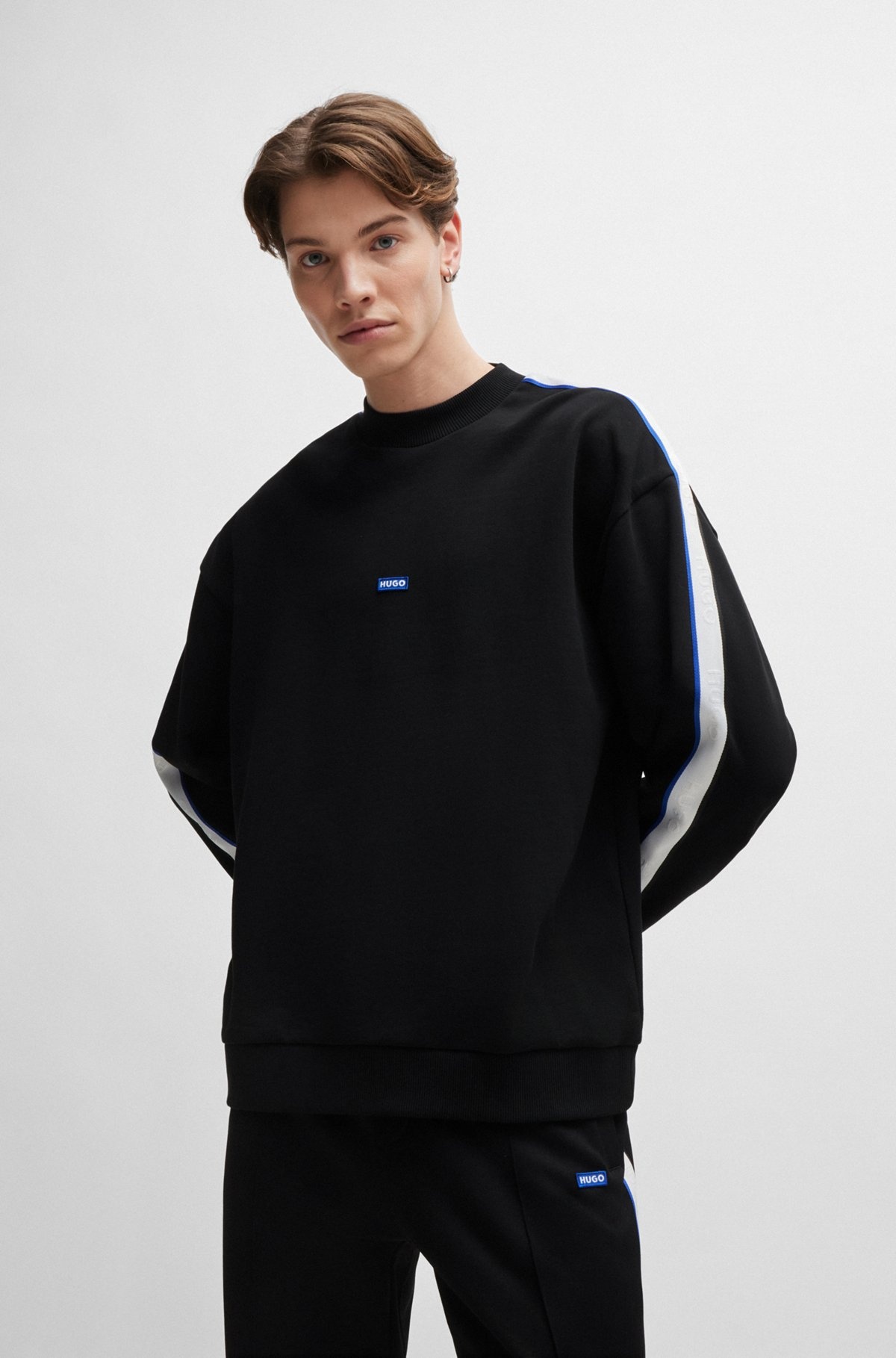 COTTON-TERRY SWEATSHIRT WITH LOGO PATCH AND TAPE TRIMS - 2
