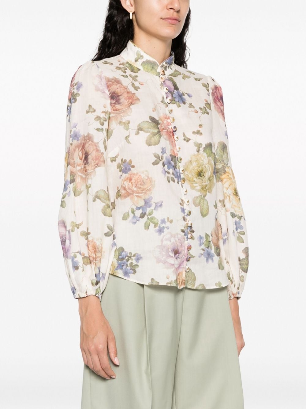 Luminosity floral-print puff-sleeve blouse - 3