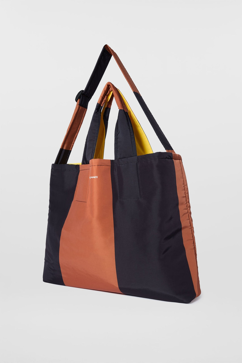 EVERYDAY REVERSIBLE BAG / tan brown & black stripes 4