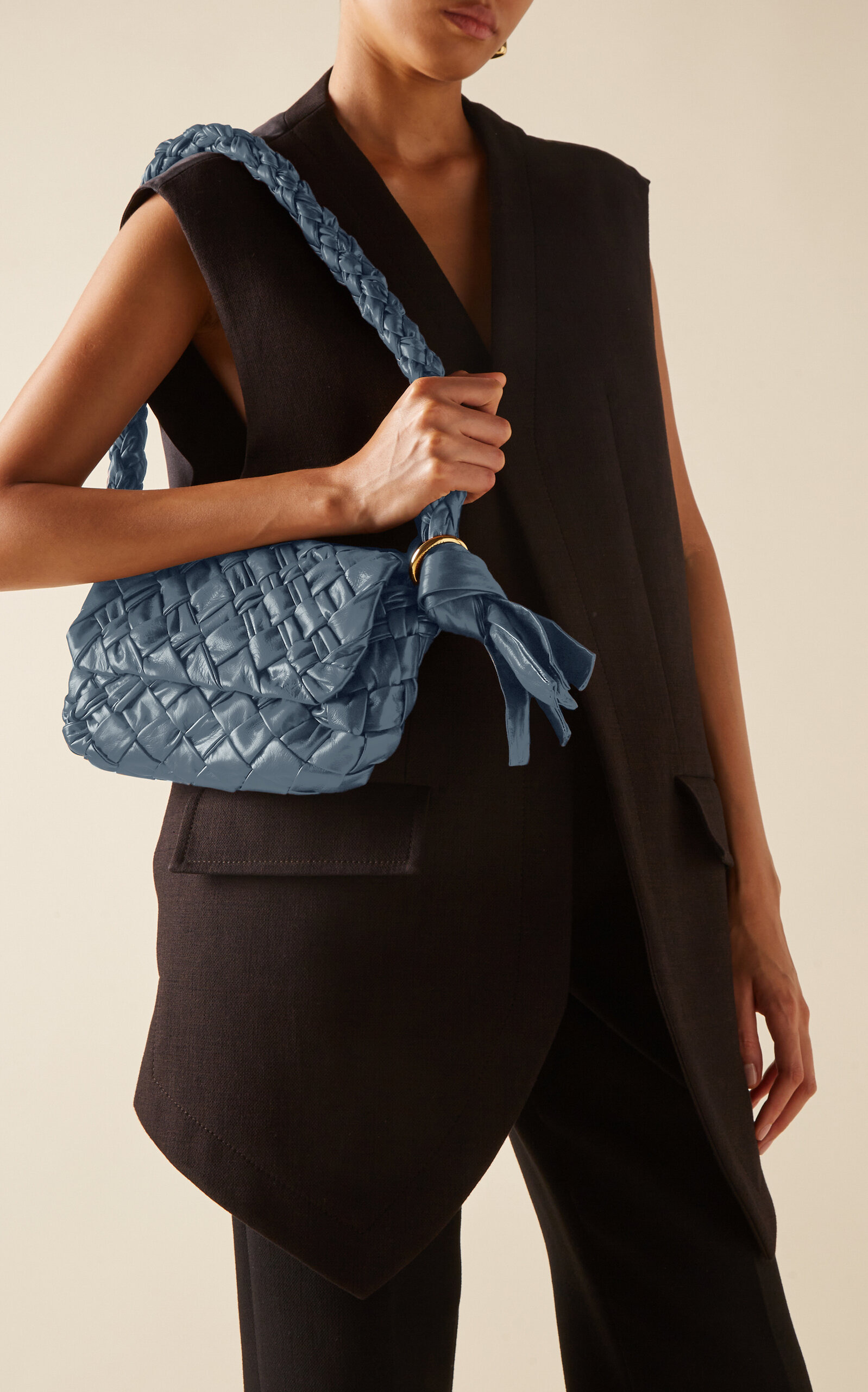 Kalimero Citta Intrecciato Leather Bag blue - 3