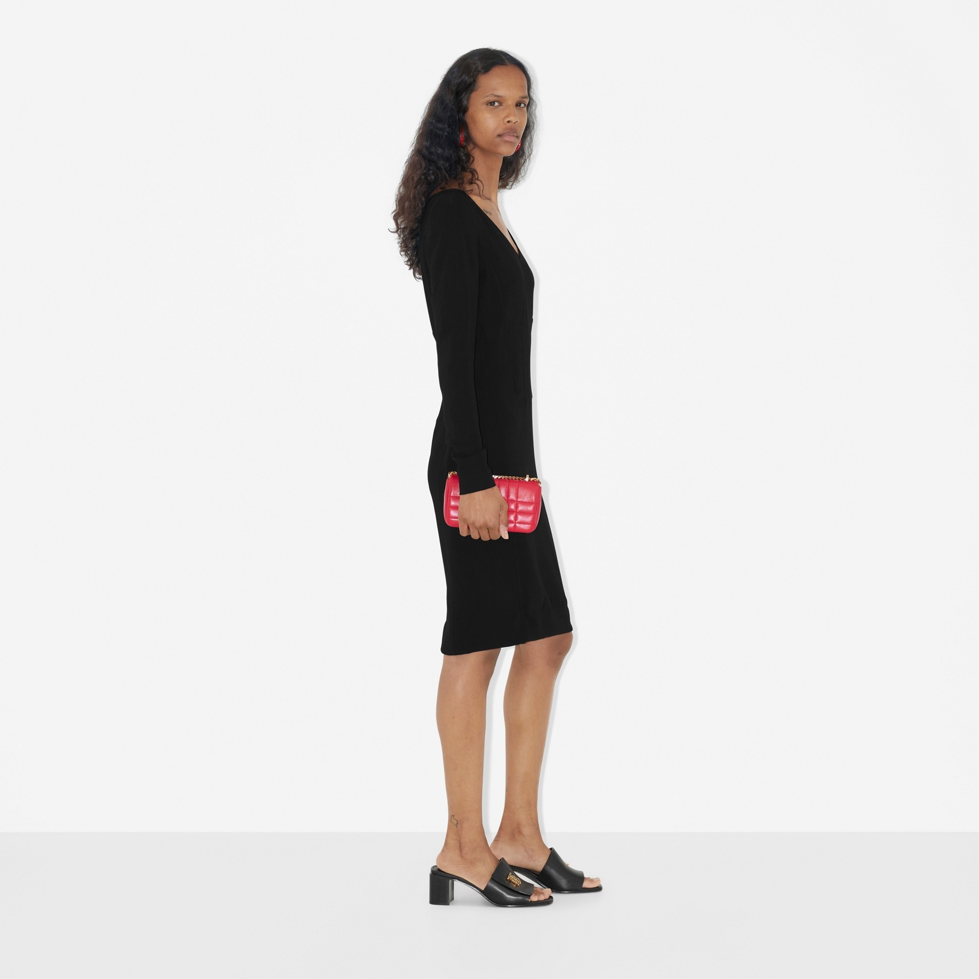 Long-sleeve Stretch Viscose Cady Dress - 3