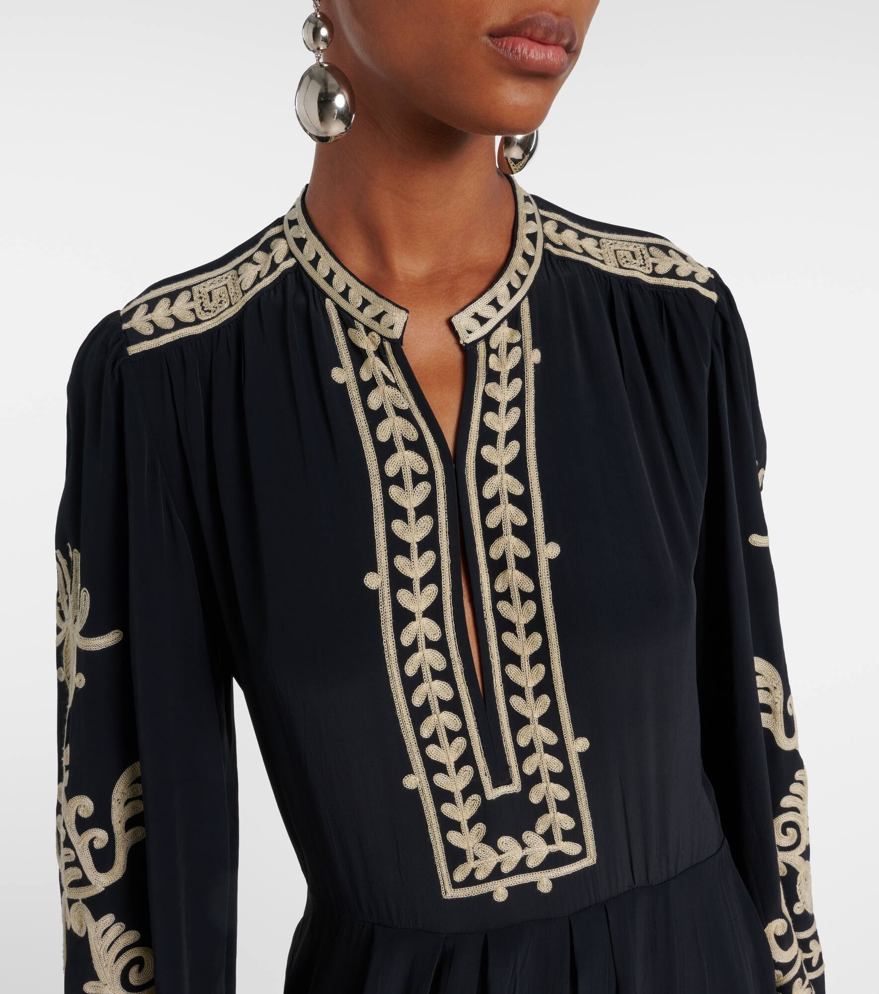 Feliana embroidered crêpe maxi dress - 4