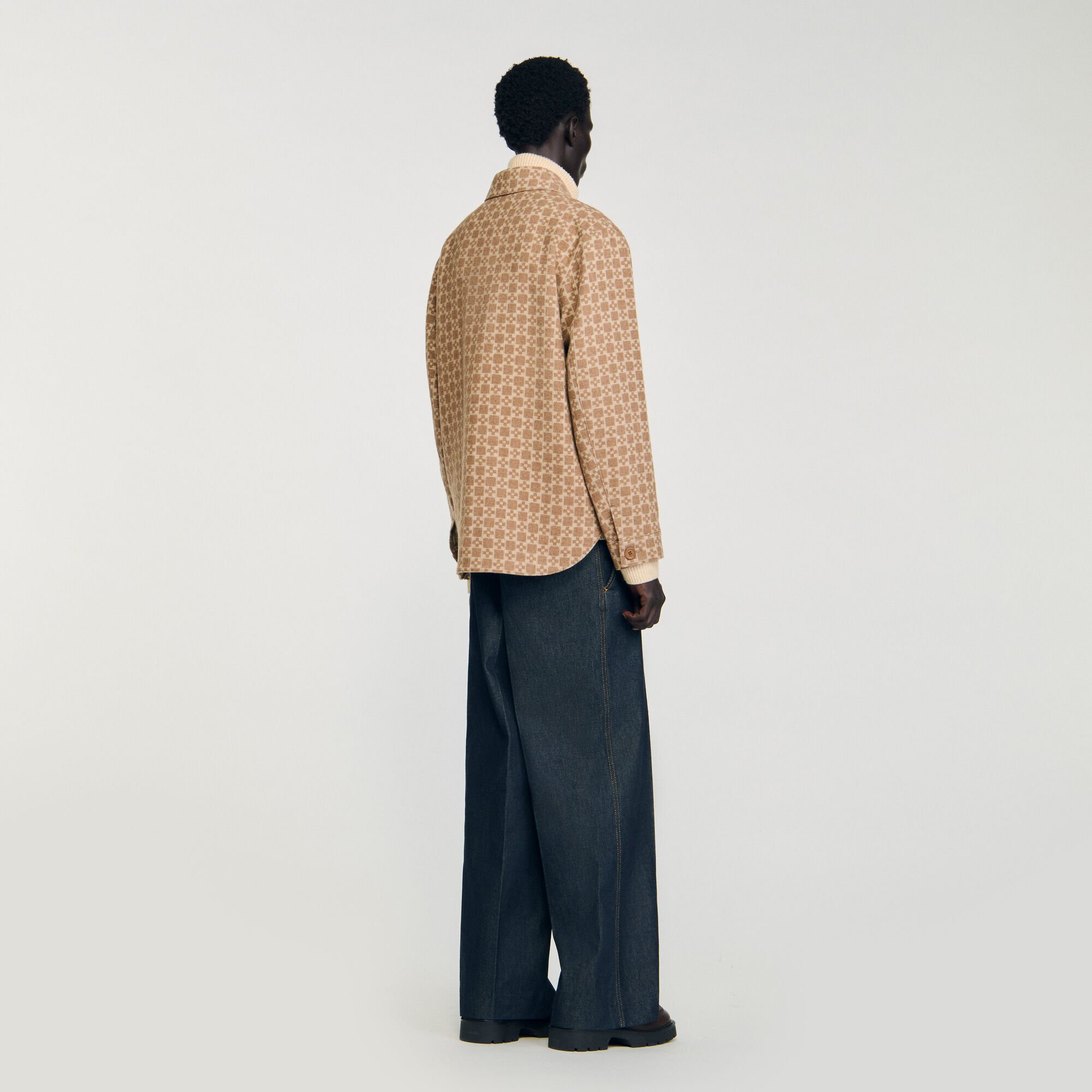 SQUARE CROSS JACQUARD OVERSHIRT - 5