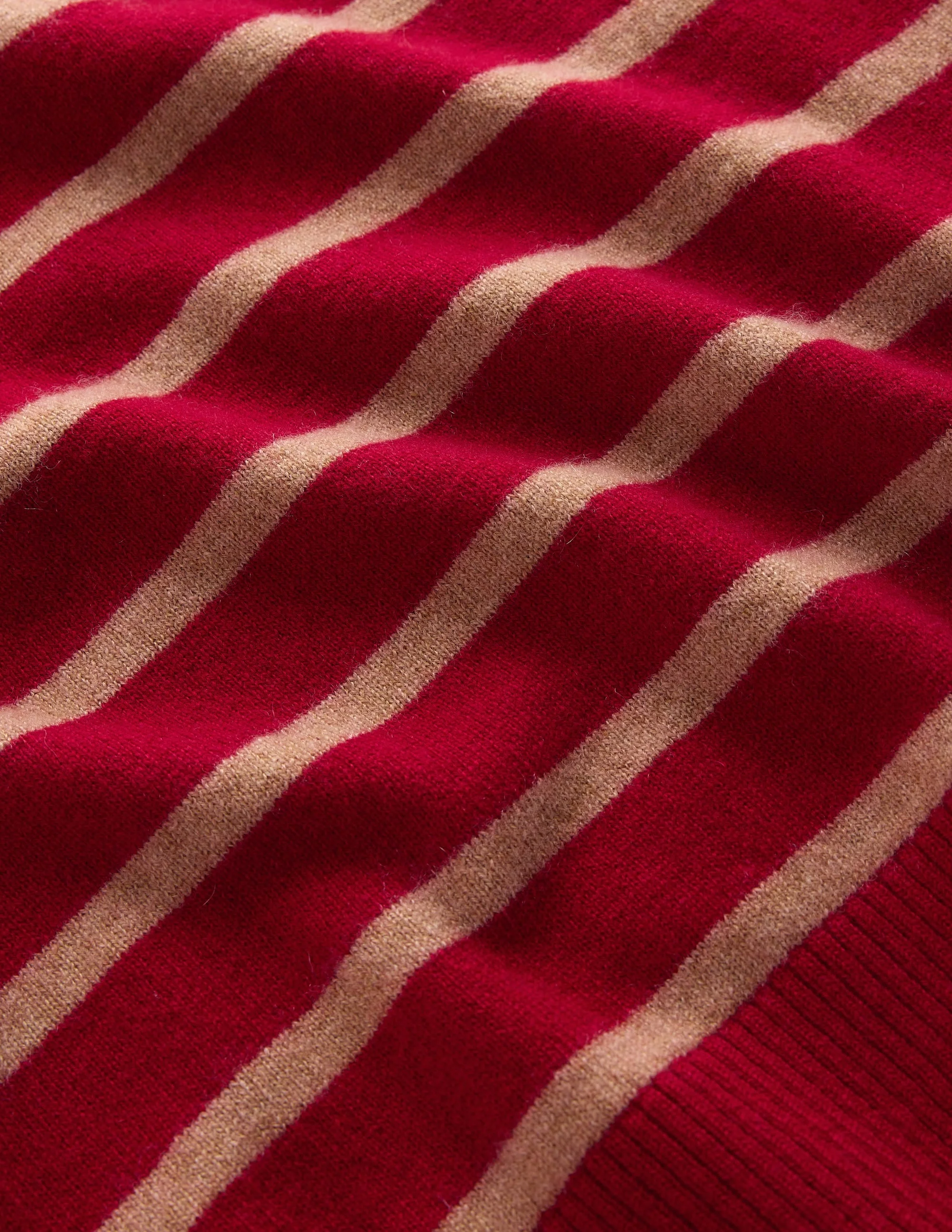 Elsie Cashmere Tank-Poppy Red, Camel Stripe - 1