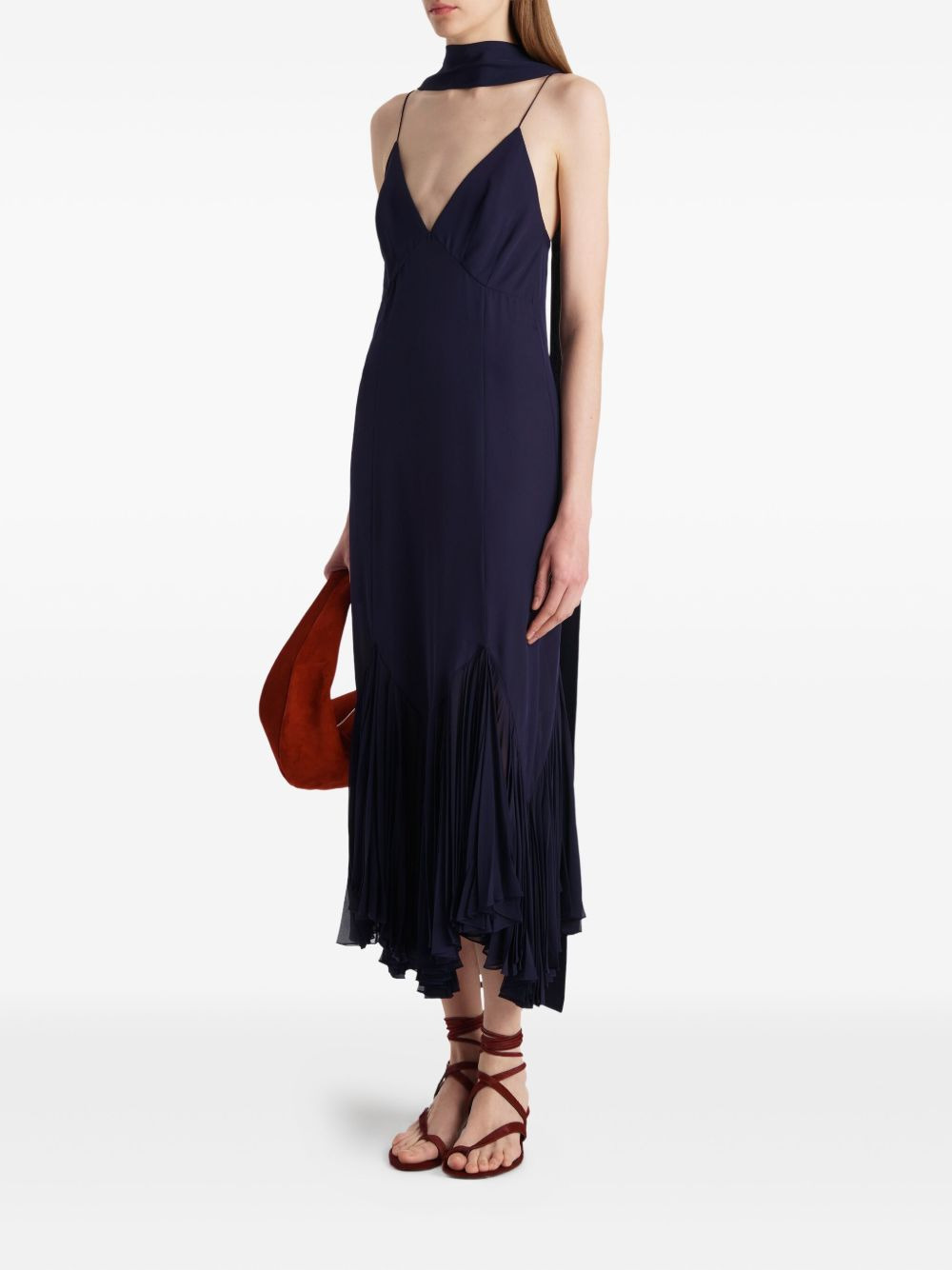 Candita pleated V-neck slip midi dress - 3