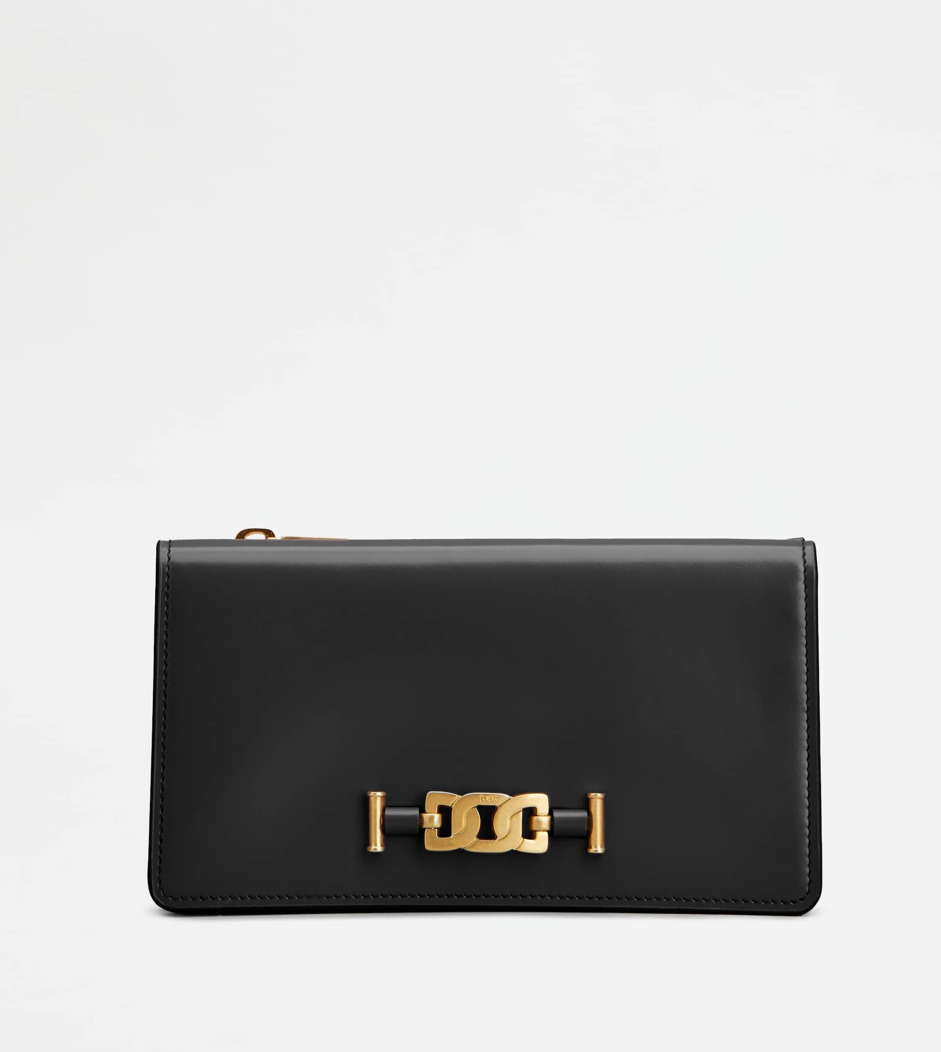KATE PHONE HOLDER SHOULDER BAG IN LEATHER - BLACK - 1