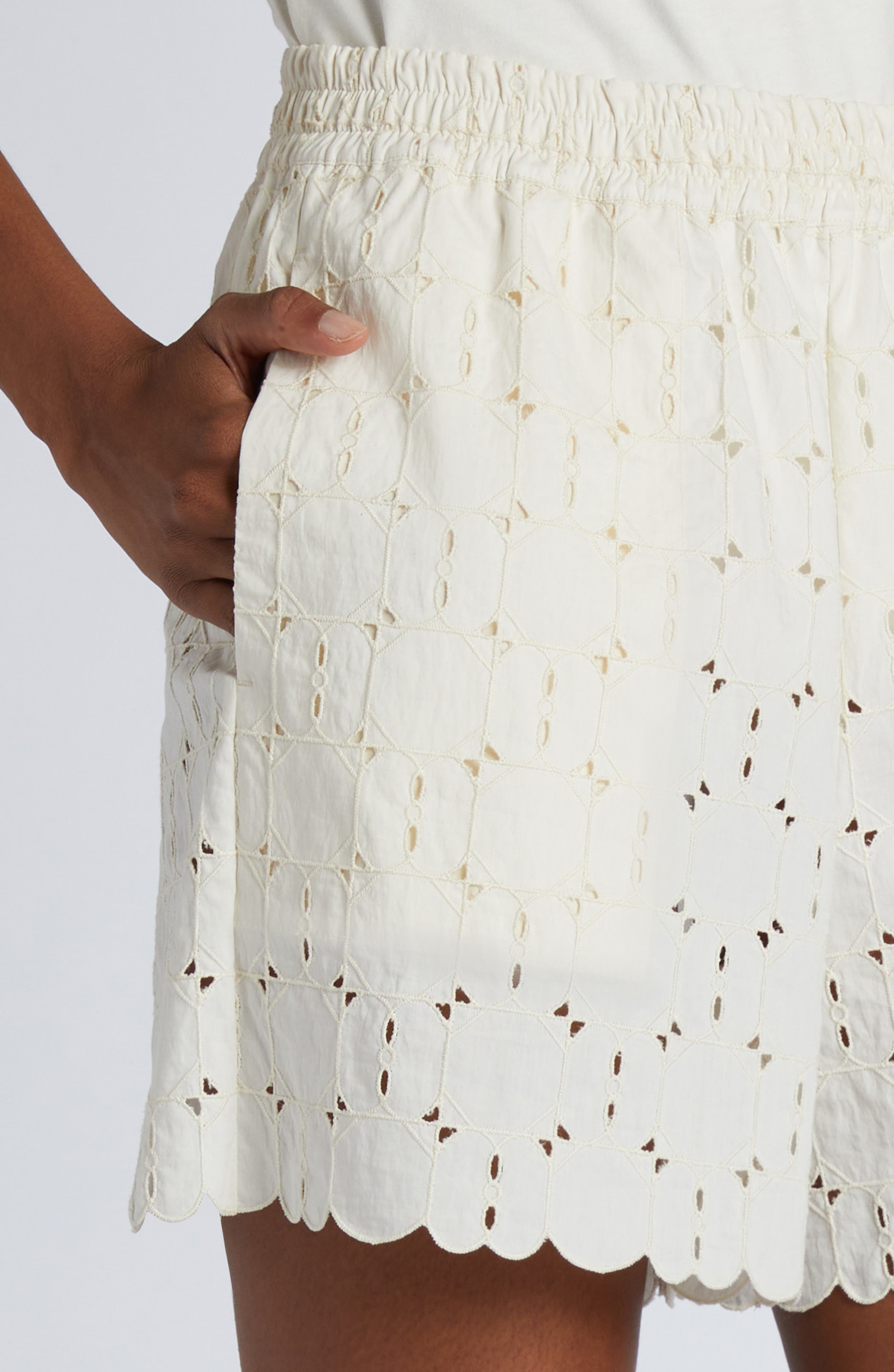 Moncler Eyelet Shorts in White at Nordstrom - 5