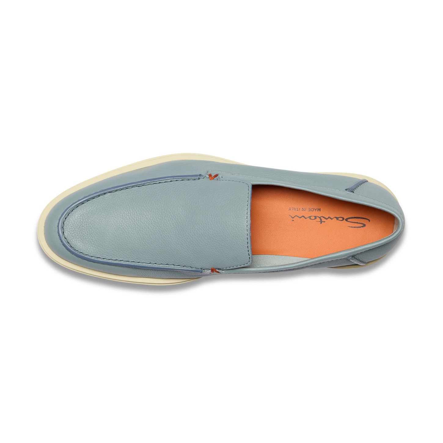 Men's light blue tumbled leather loafer - 5