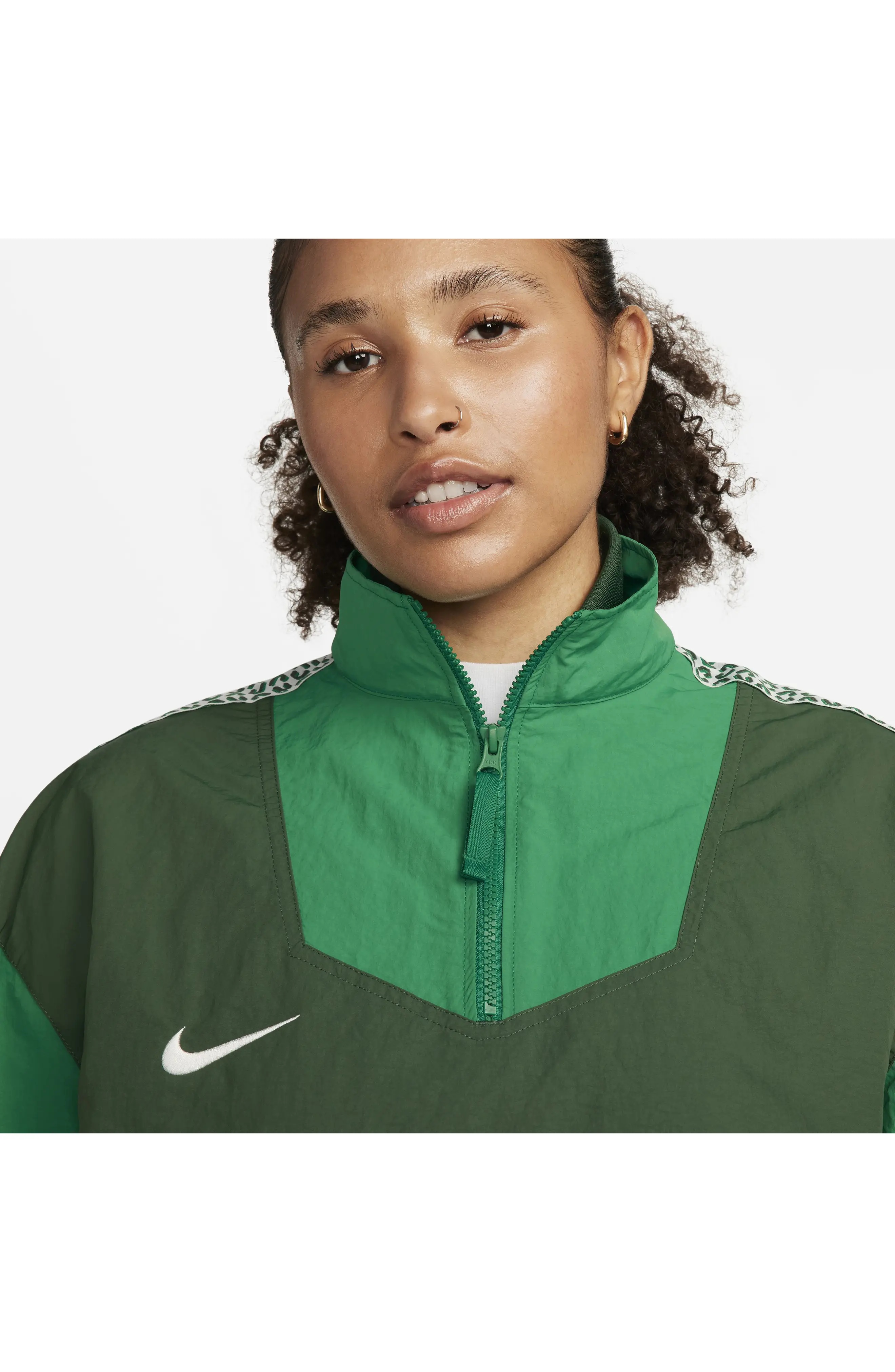 Sportswear Water Repellent Crop Tracksuit Jacket in Fir/Malachite/Sail - 7