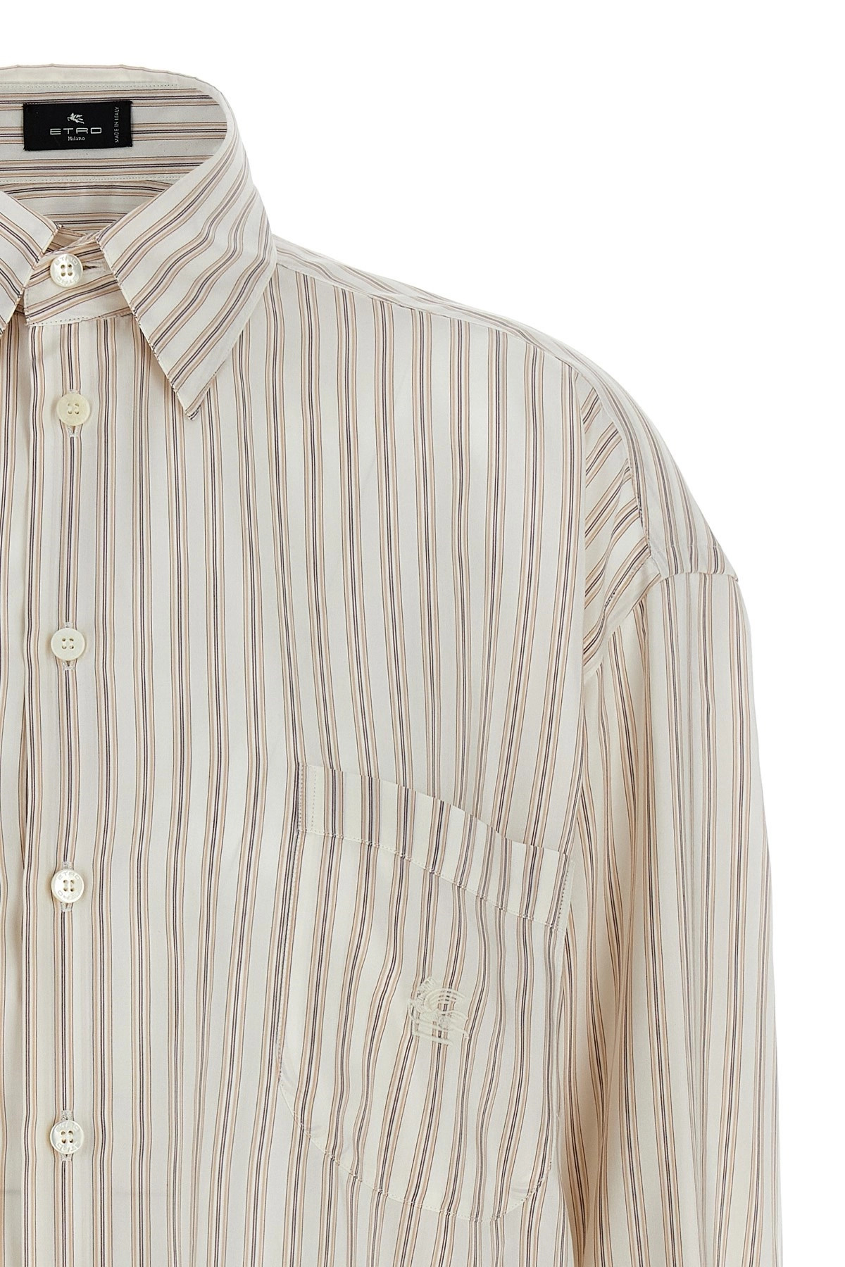Logo embroidery striped shirt - 4