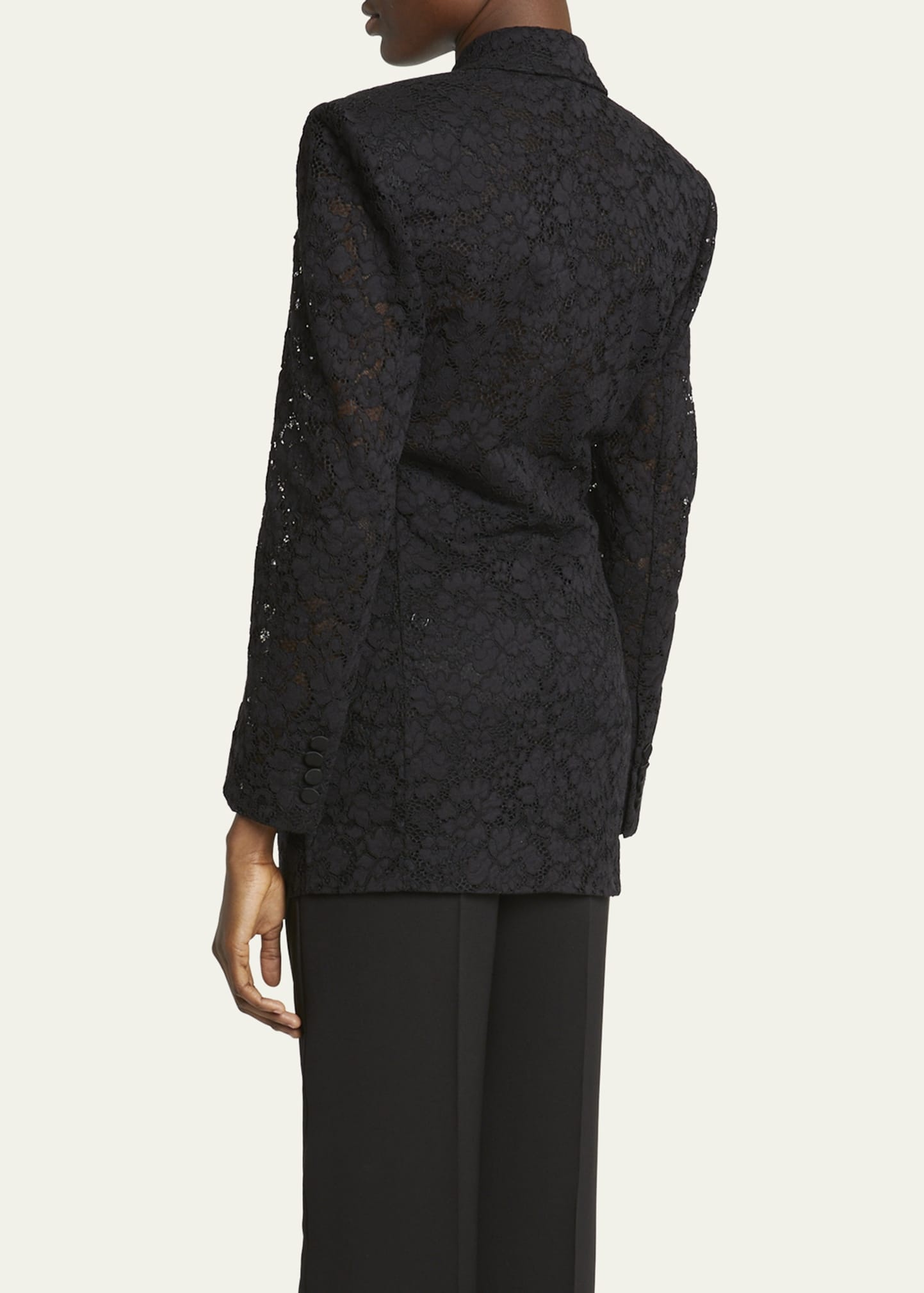 Double-Breasted Lace Tuxedo Blazer - 3