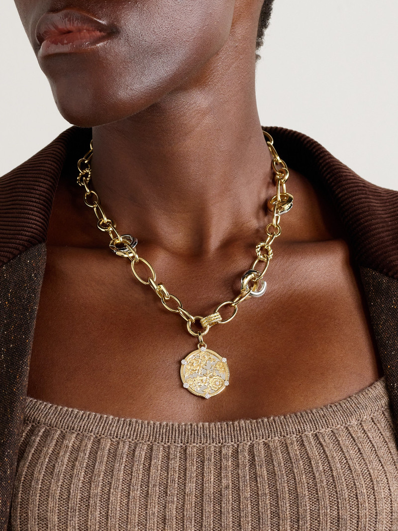 FOUNDRAE Resilience Menagerie 18-karat Yellow And White Gold Diamond Necklace outlook