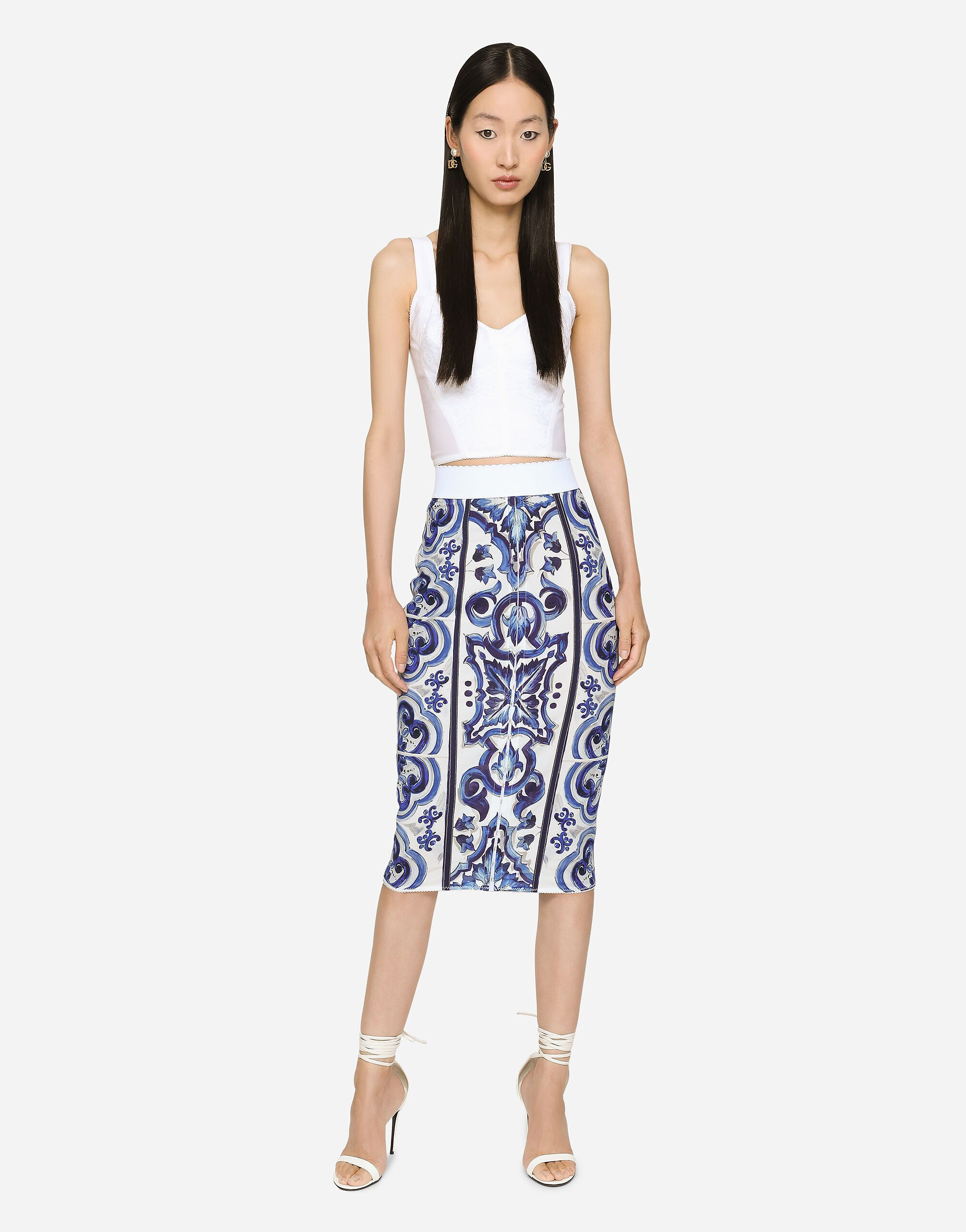 Majolica print midi skirt - 2