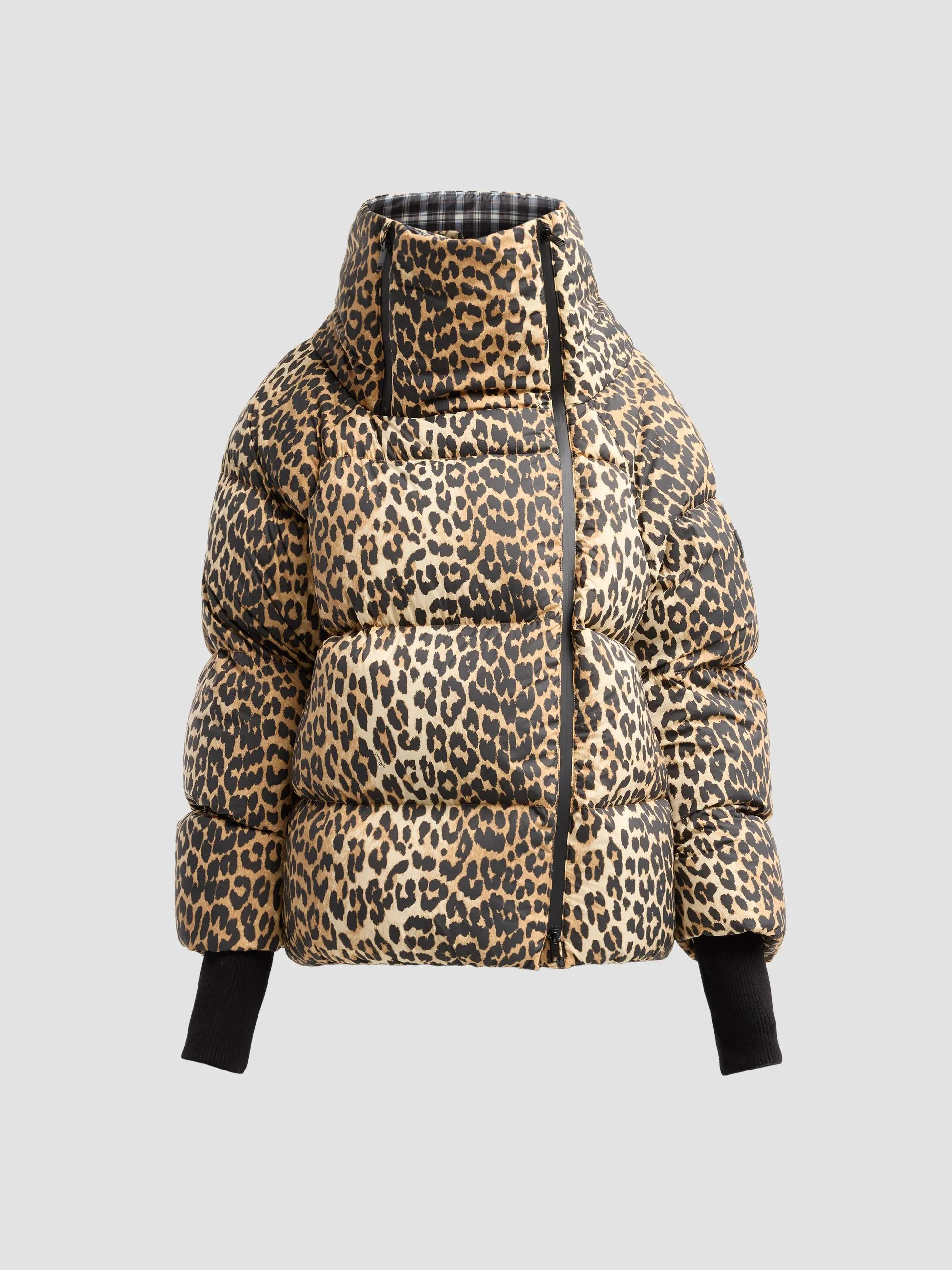 Women's Future Quilted Leopard-Print Nylon Puffer - Almond Milk - 1