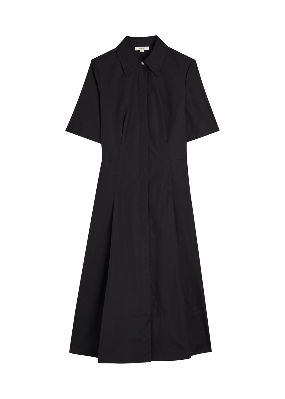 Vince Pleated Cotton-poplin Shirt Dress - 1