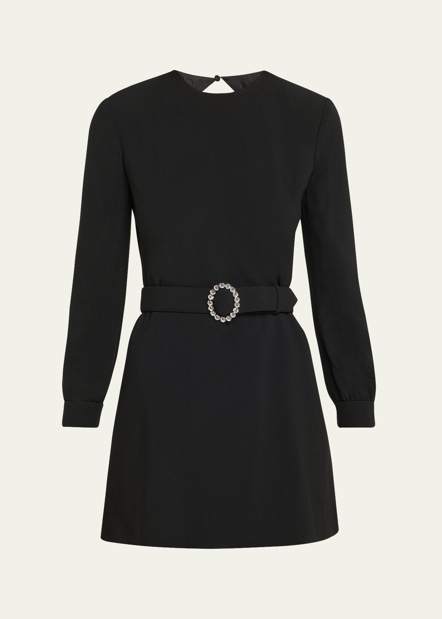 Wool-Cotton Belted A-Line Mini Dress - 1