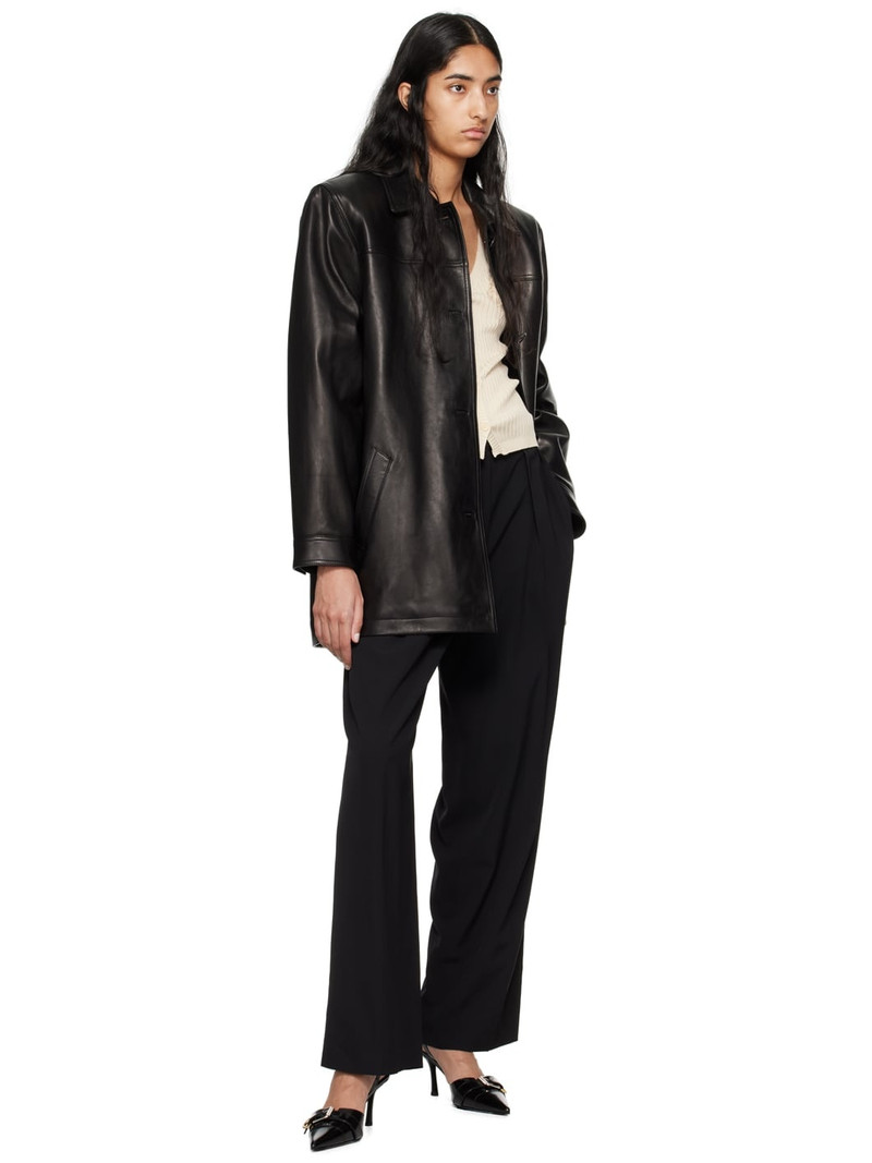 MAGDA BUTRYM Black Oversized Button Up Leather Jacket outlook