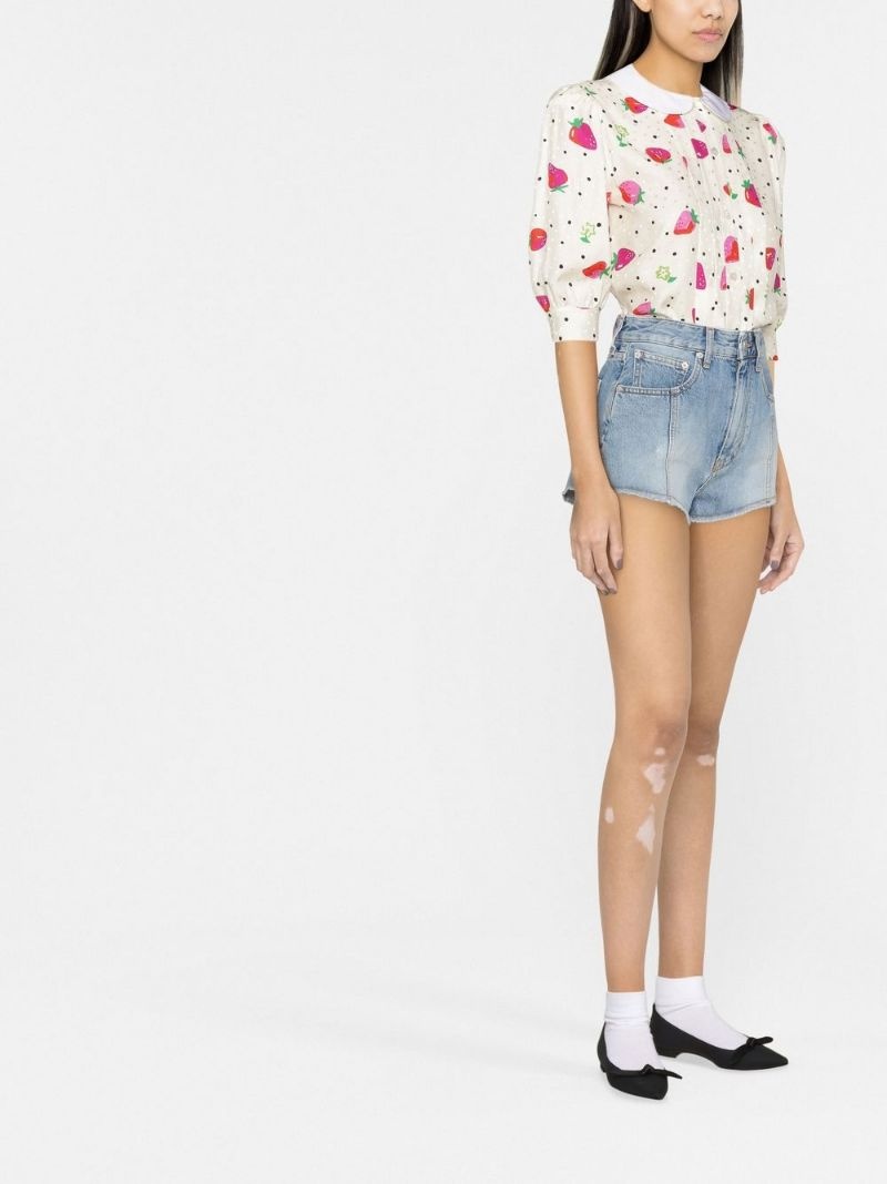 logo-embroidered denim shorts - 4