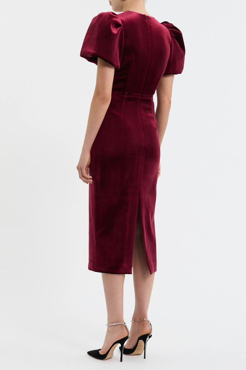 Edwiena Puff Sleeve Bow Midi Dress 4