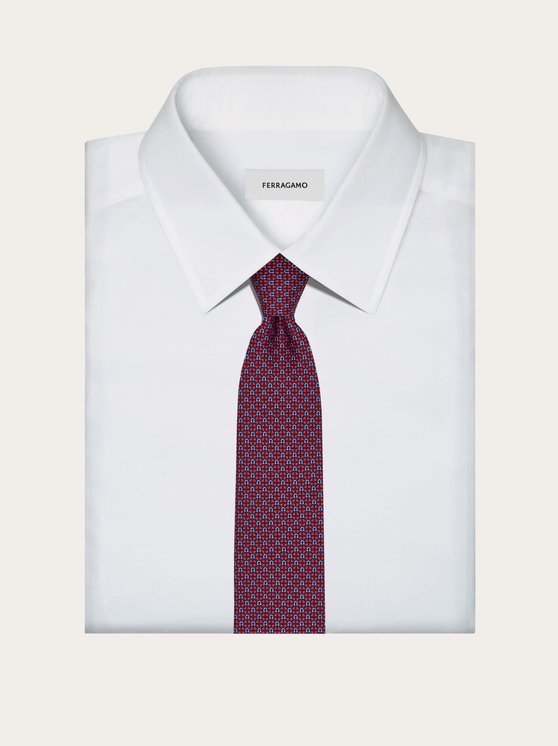 Gancini and hearts printed silk tie - 4