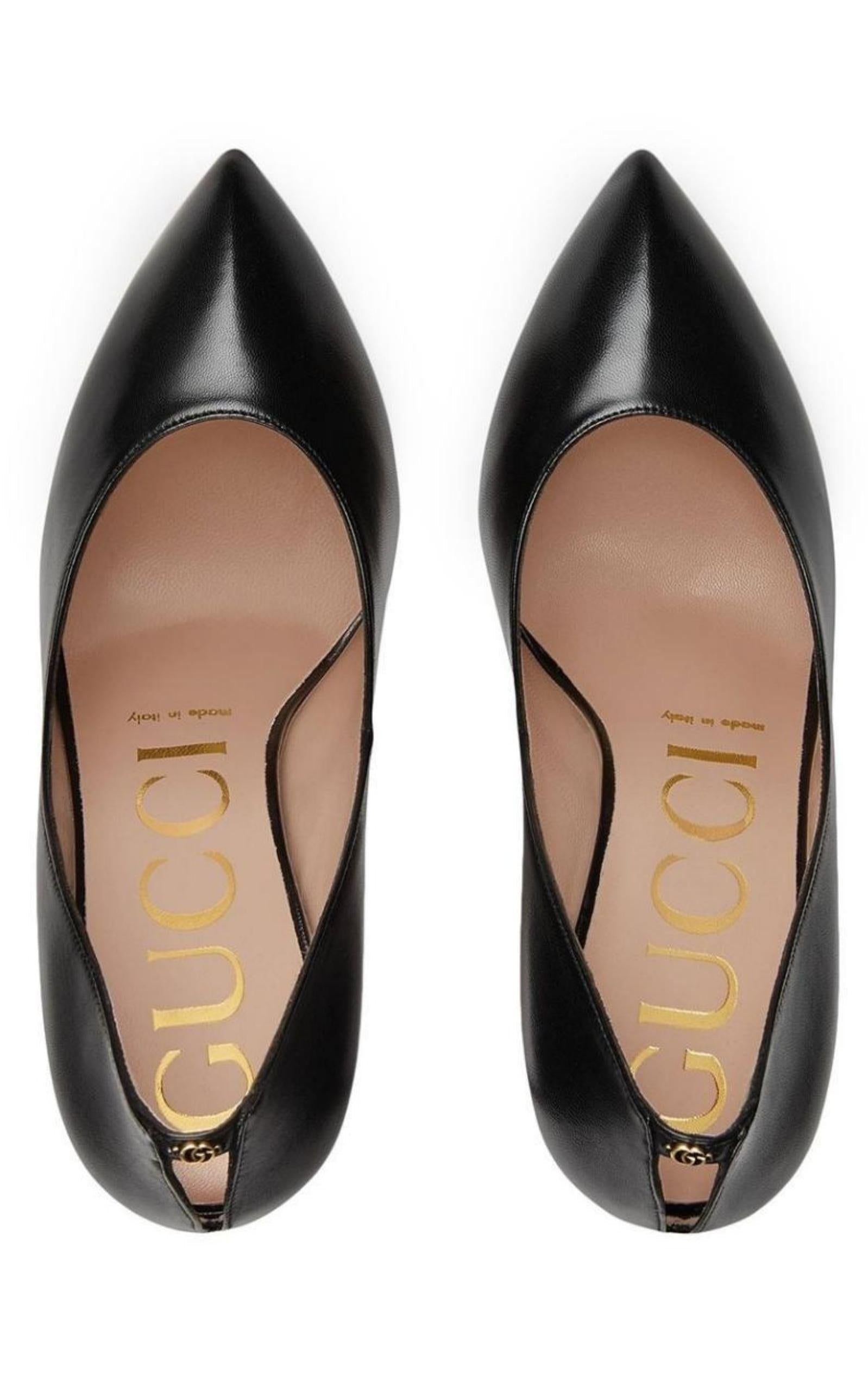Black Leather  Stiletto Pump - 4