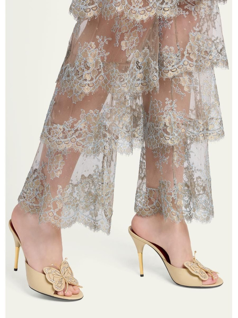 Metallic Lace Ruffle Straight-Leg Pants 5