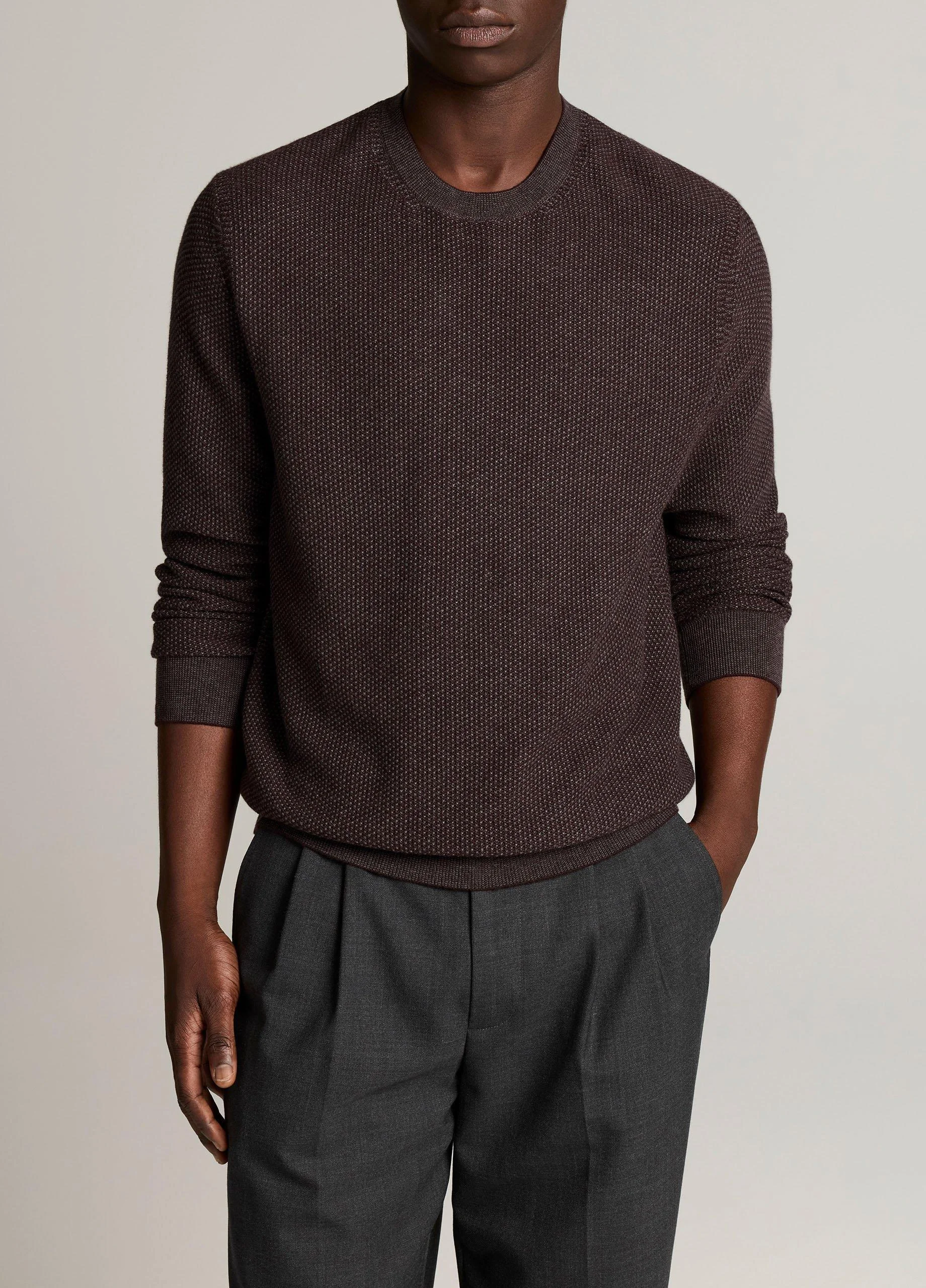 Geo-Jacquard Wool-Blend Crew Neck Sweater - 1
