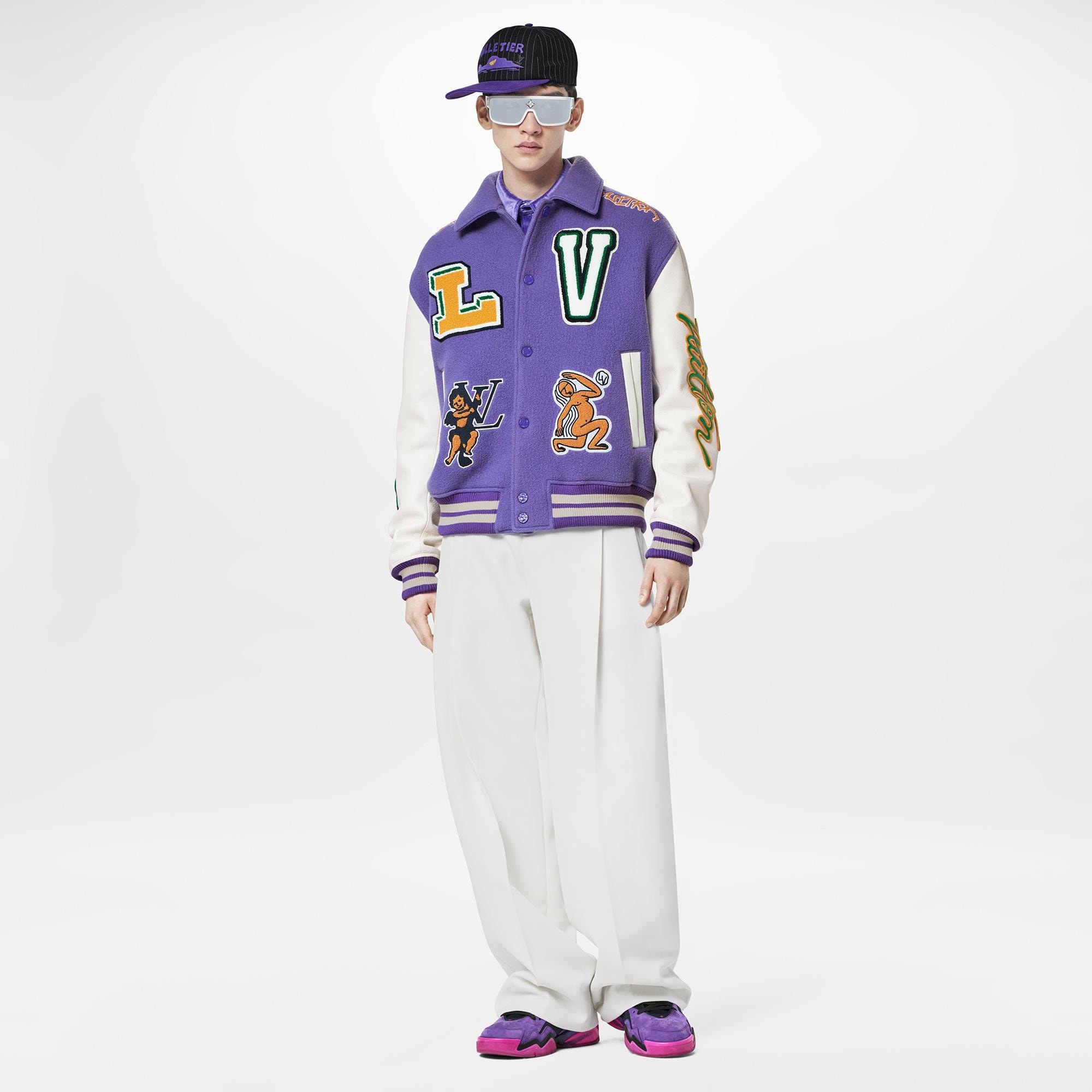Multi-Patches Mixed Leather Varsity Blouson - 2