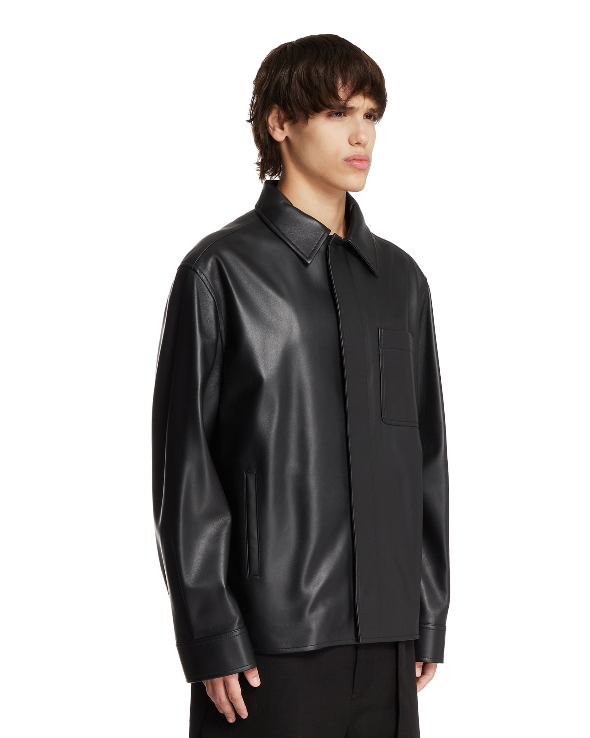 Black Leather Overshirt - 4