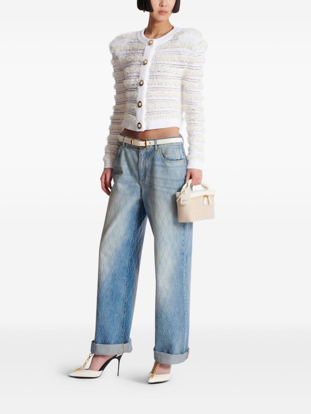 diamond-stitched jeans - 2