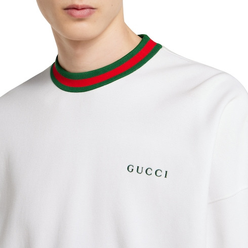 Cotton piquet sweatshirt with Web - 5