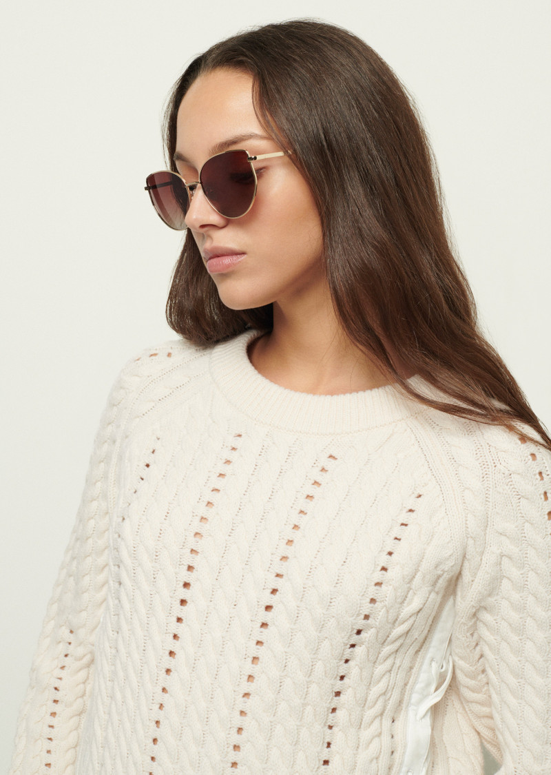 DEREK LAM 10 CROSBY KIRBY CAT EYE OVERSIZED METAL SUNGLASSES outlook