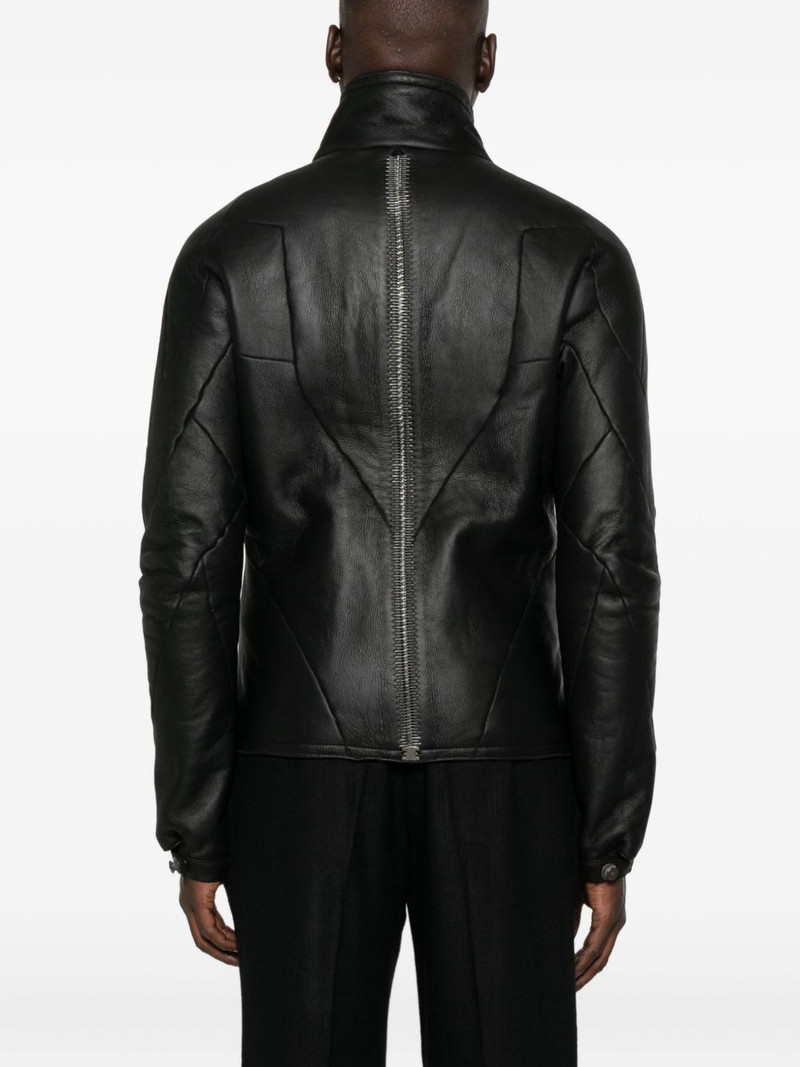 panelled zip-front leather jacket 4