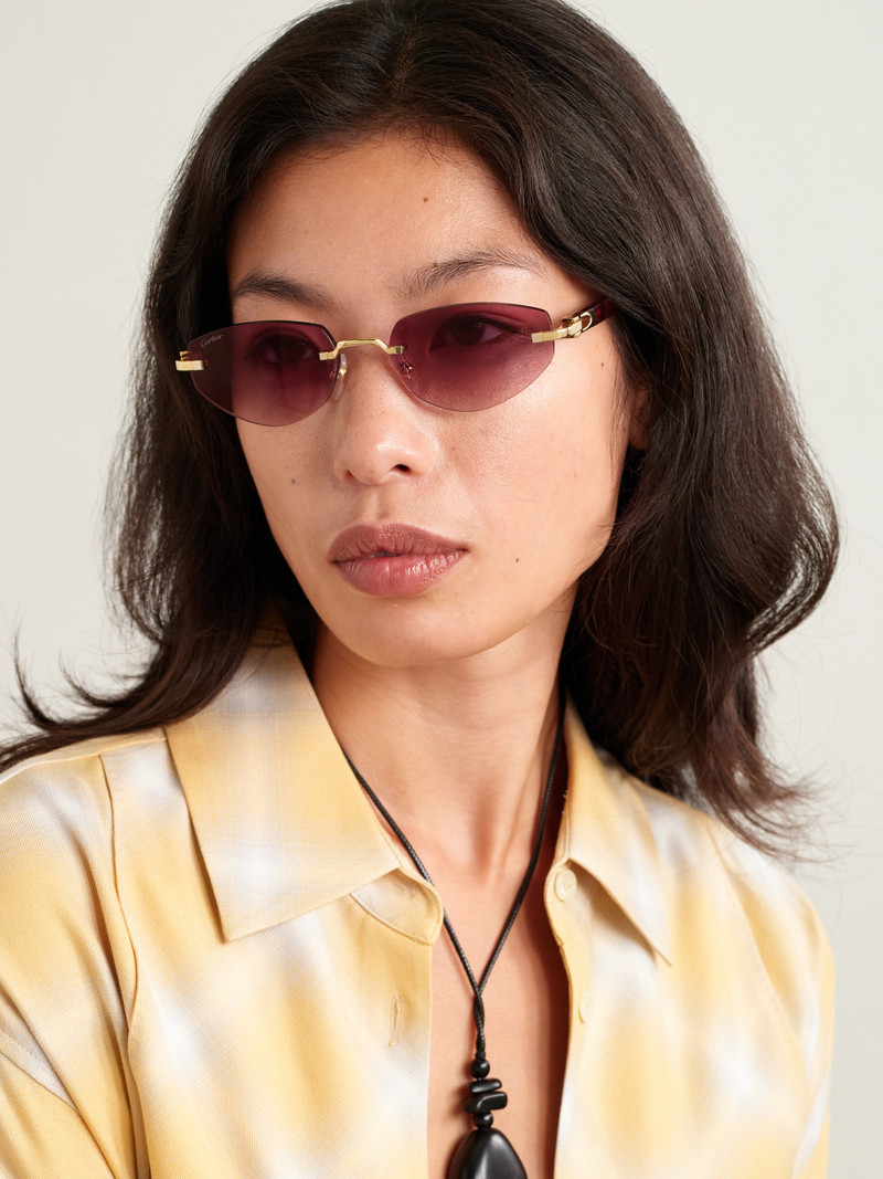 Cartier Signature C Décor Rimless Cat-eye Gold-tone And Acetate Sunglasses outlook