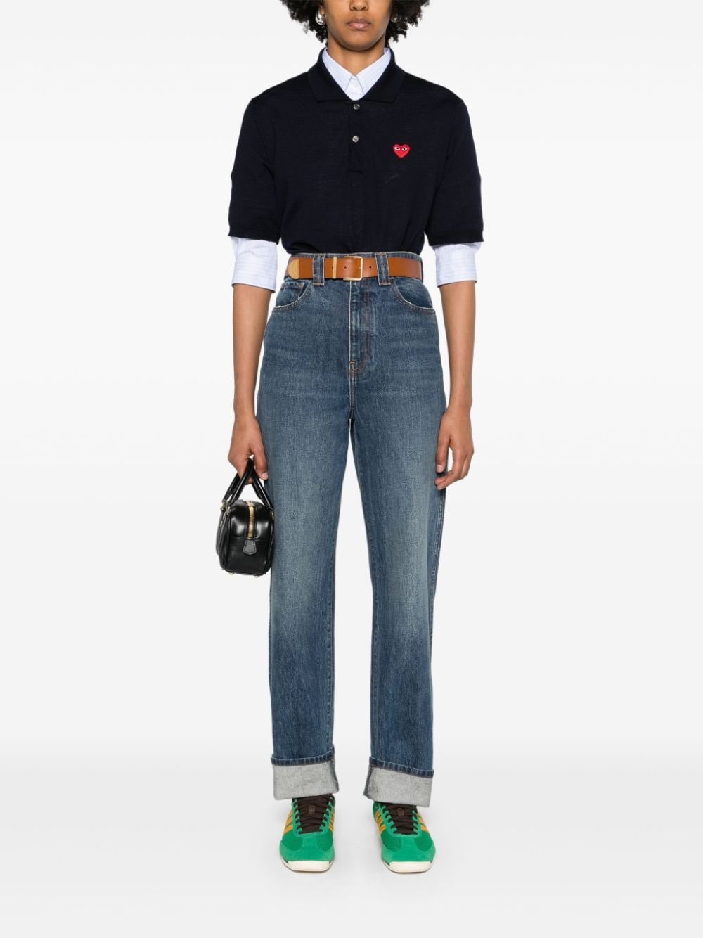 heart-patch wool polo shirt - 3