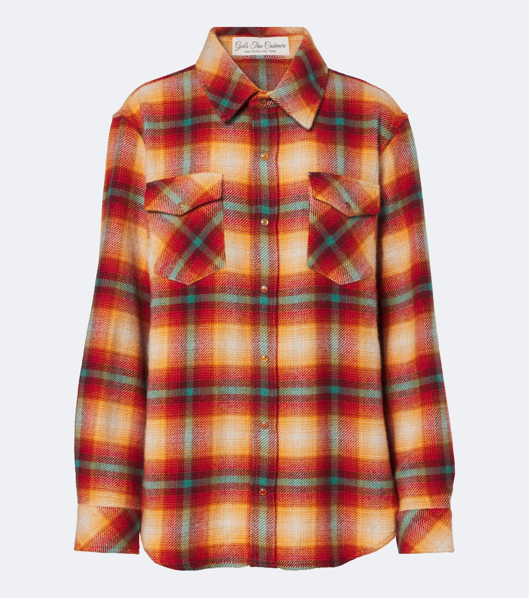 Red Sun Shadow plaid cashmere shirt - 1