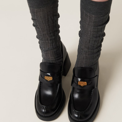 Miu Miu Leather penny loafers outlook