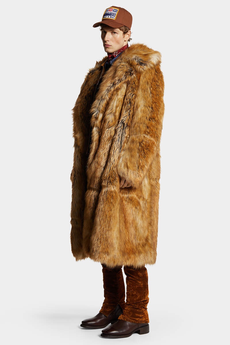 FAUX FUR LONG COAT - 5